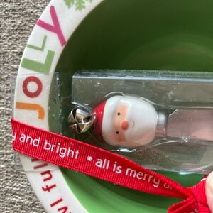 NWT Hallmark ‘a bowl full of Jolly’ dip bowl and Santa spreader gift set.